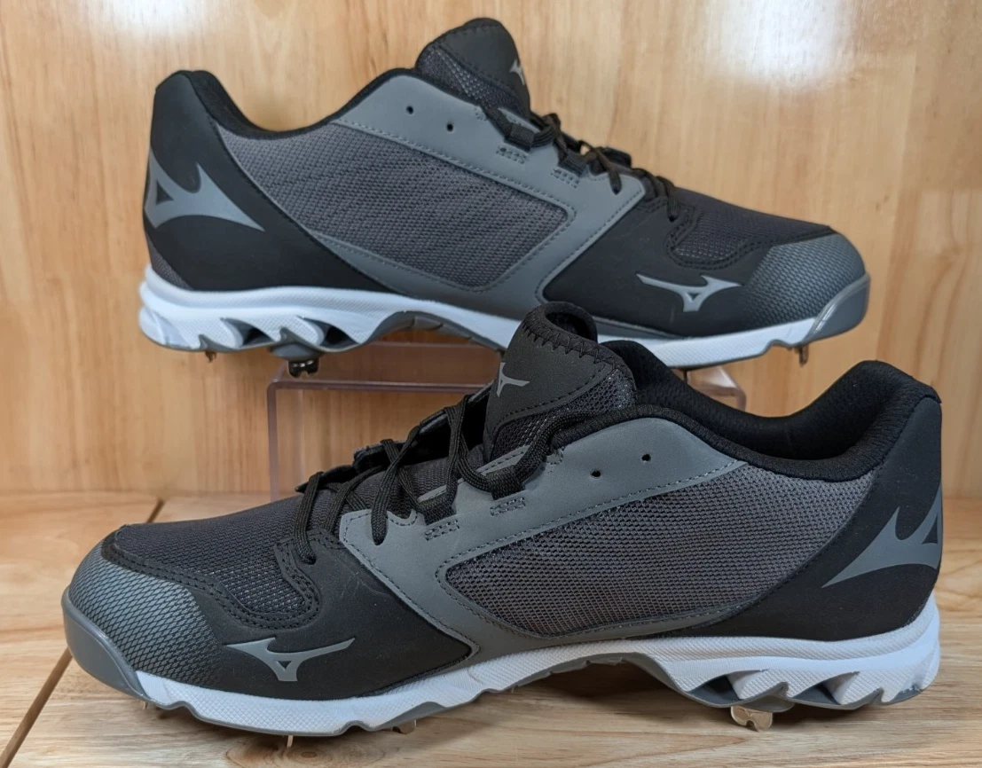 Mizuno Sweep 5 Metal Baseball Cleats Black Gray Mens Size 14 Mizuno Gray Baseball & Softball Shoes & Cleats for Men for  main image 3