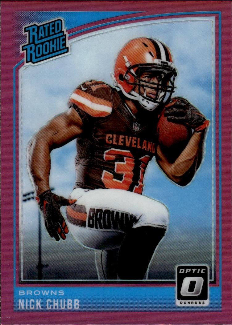 2018 Donruss Optic #158 Nick Chubb Pink Rookie