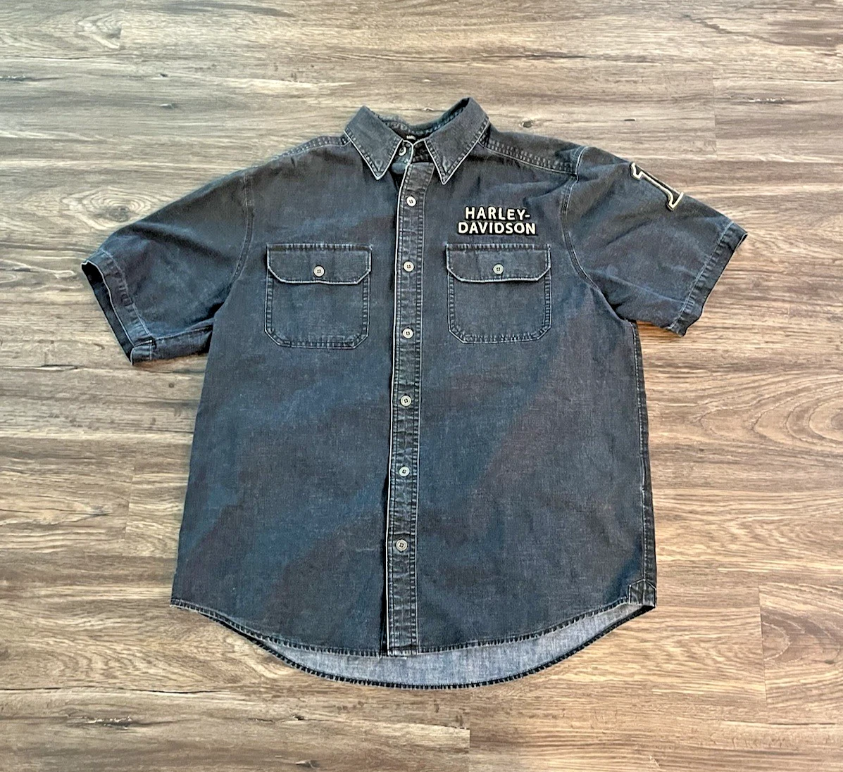 TUNEVUSE Men’s Short Sleeve Denim Shirt – Western Style, Button-Down, Casual Work Shirt