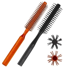 Small round Brush for Blow Drying,2 Pack Small Quiff Roller Brush with 8 Rows Ny