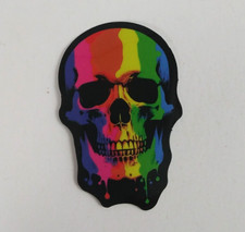 Rainbow Dripping Skull Bright Colorful Sticker 2.38" x 1.58" C 