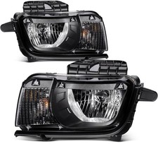 Pair For Chevy Camaro Headlight Assembly 3.6l 6.2l 2010-2013 Black Housing
