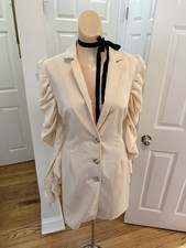 NWT Boohoo Cream Ruched Sleeve Blazer sz 12