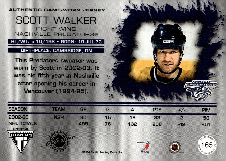 2003-04 Pacific Private Stock Titanium #165 Scott Walker - Image 2 of 2