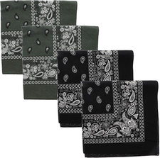 Extra Large Paisley Bandana 27X27 Inch - Set of 4
