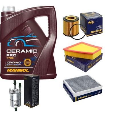 SCT Inspektionspaket 5L MANNOL Ceramic Pro 10W-40 für Skoda Fabia II 542 1.2