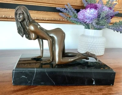Bronzefigur Jungfrau Bronze Skulptur Frau Statue Akt Venus Erotik Deko Kunst - Bild 1 von 4