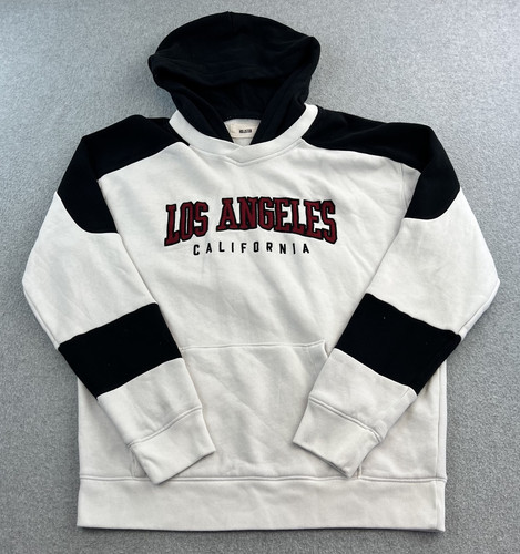 Hollister Hoodie Men’s Large White Los Angeles California Fleece Sweater Adult