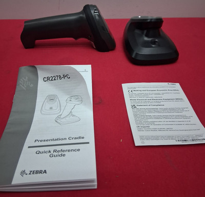 ZEBRA DS2278 SCANNER WITH ZEBRA CR2278 CRADLE CHARGER ITEM IS NEW OPEN BOX