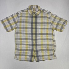 Vintage McGregor Loop Collar Button Up Men's M Yellow Plaid Short Sleeve 50s 60s