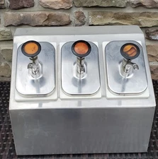 Condiment Pump Station Stainless Steel Sauce 3 Part Dispenser KONCO Countertop