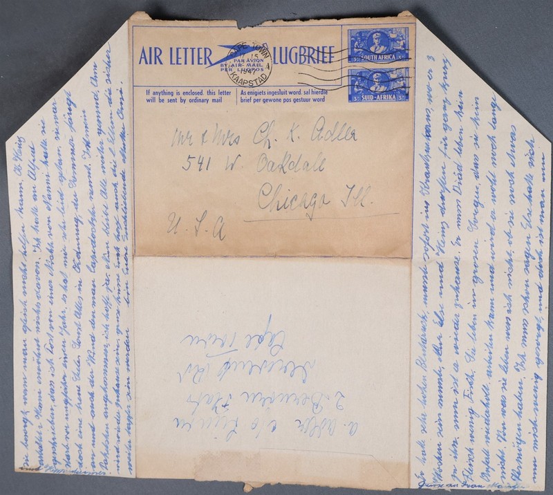 MayfairStamps South Africa 1947 Cape Town to Chicago IL Aerogramme aaz_89335