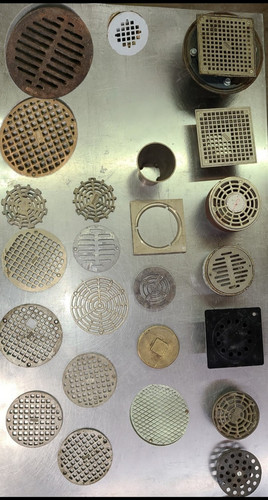 Industrial Floor Drain Grate Mixed Lot 18 Pieces Cast Iron Brass ABS Zurn Jones