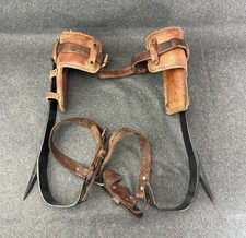 Vintage Klein Tools 8210 L/R Tree Pole Climbing Spikes Gaffs Adjustable Leather