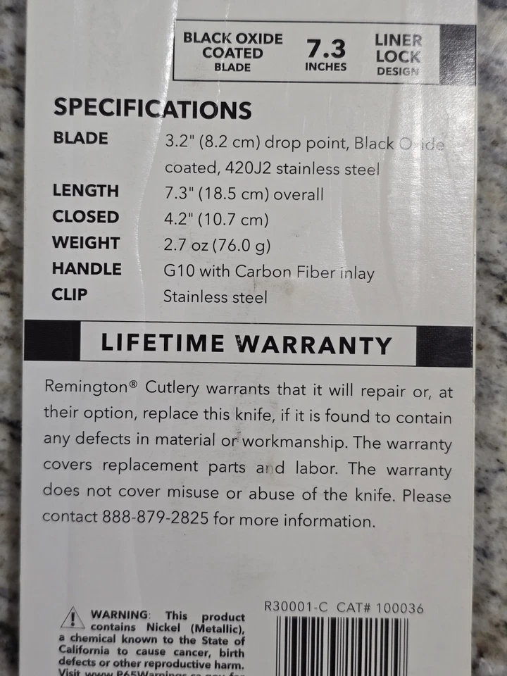 💥Cuchillo Plegable Remington Tactical Series R30001 Hoja Punto Caída Negro 3.23"💥 Foto 4 de 4