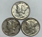 1940, 1940-D and 1940-S 10C Mercury Dimes 90% Silver