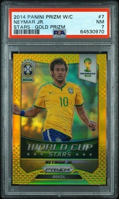 2014 Neymar Jr Panini Prizm WC Stars Gold /10 PSA 7