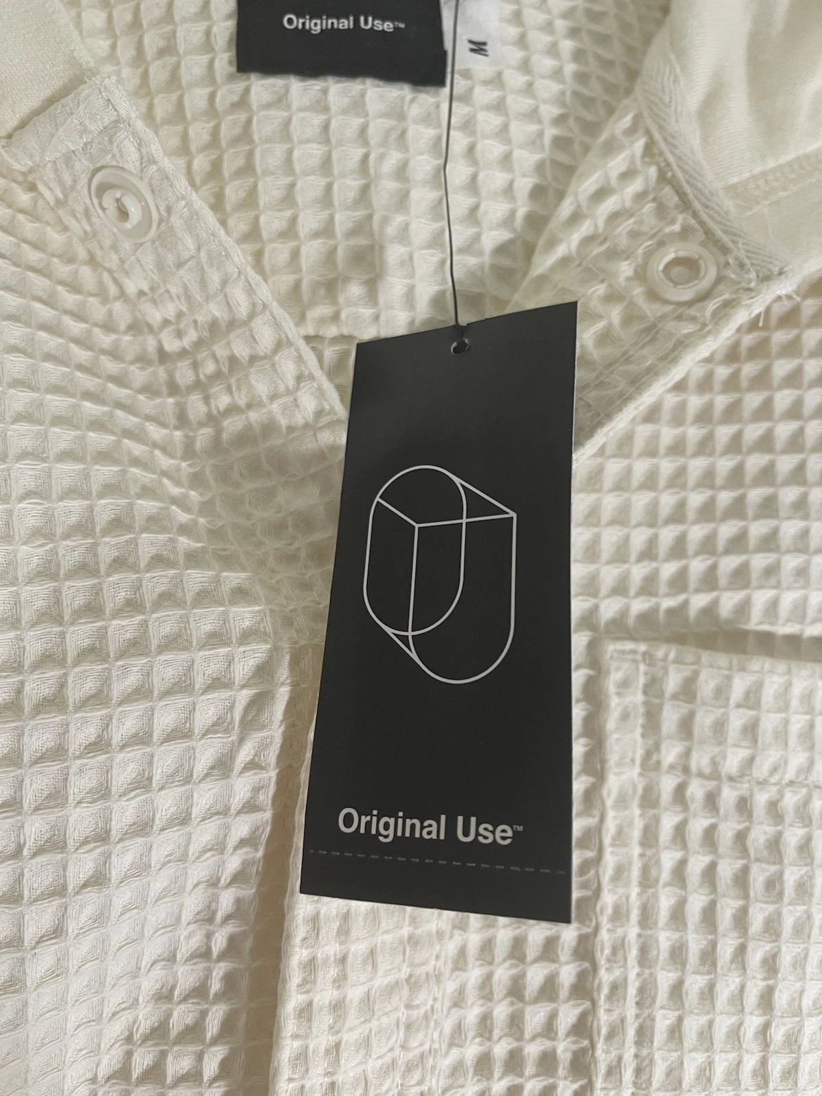 OFF WHITE Giacca leggera uomo maglia bottoni uso originale con cappuccio bianco sporco taglia MEDIA