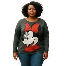 Disney Minnie Mouse Front and Back Graphic Long Sleeve Sweater Girls XXL