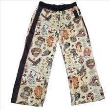 Ed Hardy Y2K Flashboard Womens Multi Track Pants Lounge Wide Leg Size Large New