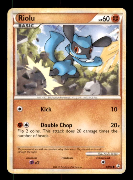 Riolu 60/95 Common HGSS Unleashed Pokemon Moderately Played