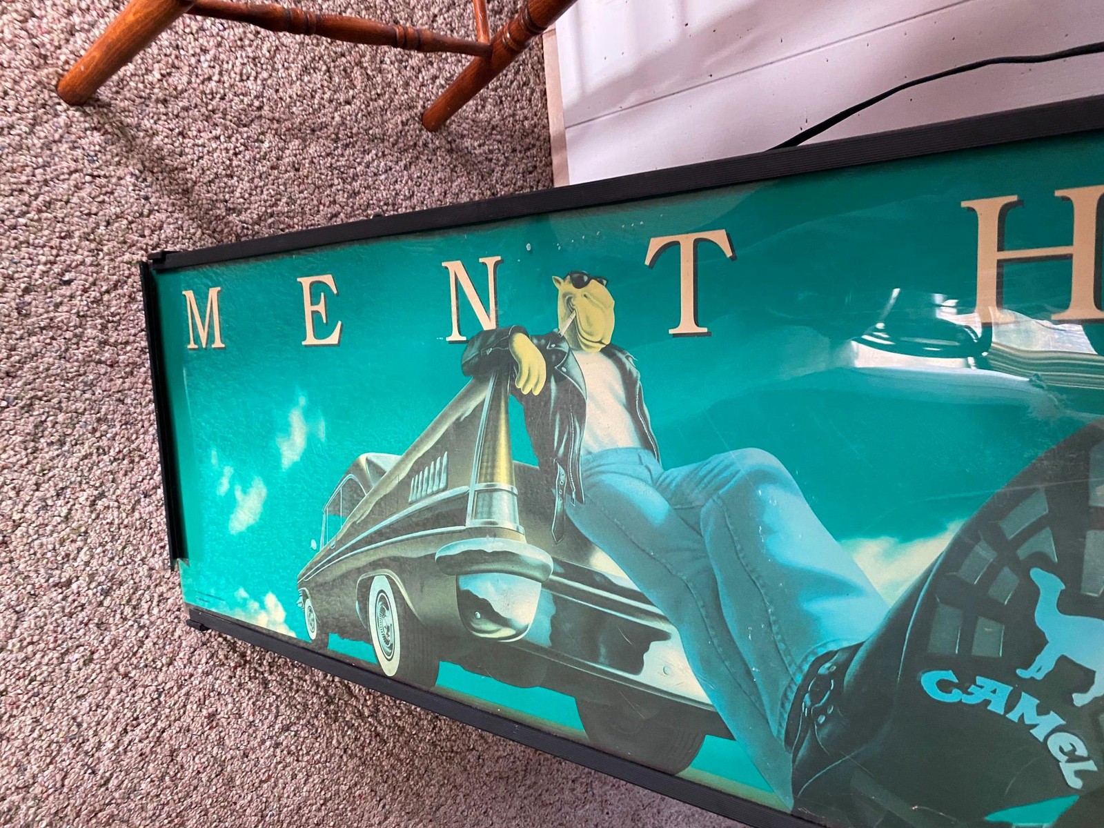 Vtg Joe Camel Double side Light up sign advertising man cave tobacciana 50x15