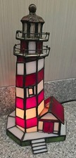 Bieye L10616 Lighthouse Tiffany Style Stained Glass Table Lamp Night Light