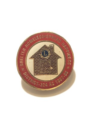 1988 District 324 A2 Shelter Homeless Spread Happiness Building Lions Club Pin
