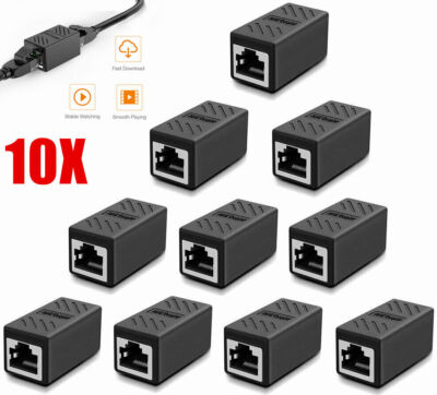 10* RJ45 Coupler IN-line Coupler Cat7 Cat6 Cat5e Ethernet Cable Extender Adapter