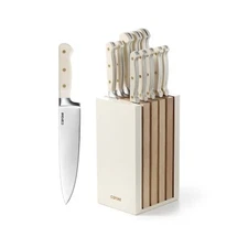 CAROTE 11 Pieces Knife Set with Block for kitchen, Stainless Steel Razor-Shar...