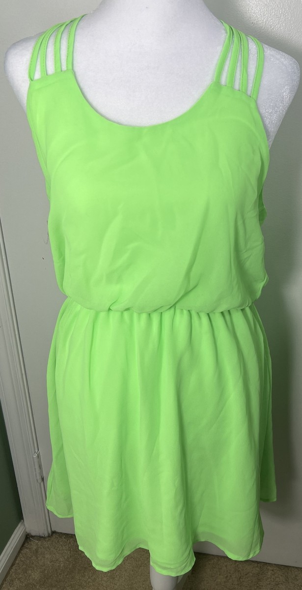 neon green beach dress Lace Up In Neon Mini Dress main image 1