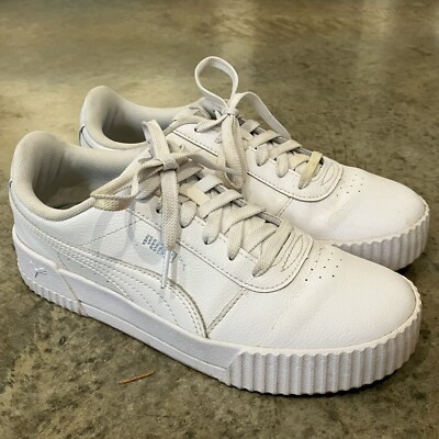 PUMA Carina 2.0 Leather Sneaker Women's US 9 White Lace Up 370325-02