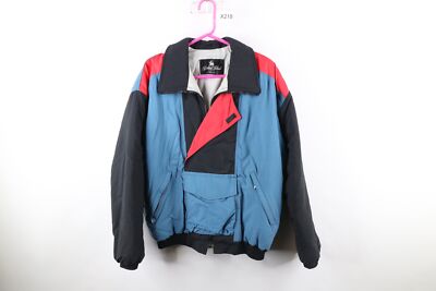 Vintage 90s Streetwear Mens Medium Color Block Full Zip Winter Puffer Jacket USA