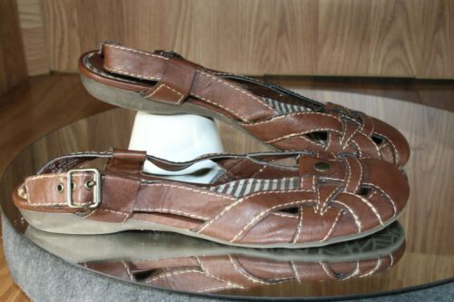 loafers womens 7 arizona jeans covered toe leather sling back flat EU38 19963-8 - Afbeelding 1 van 12
