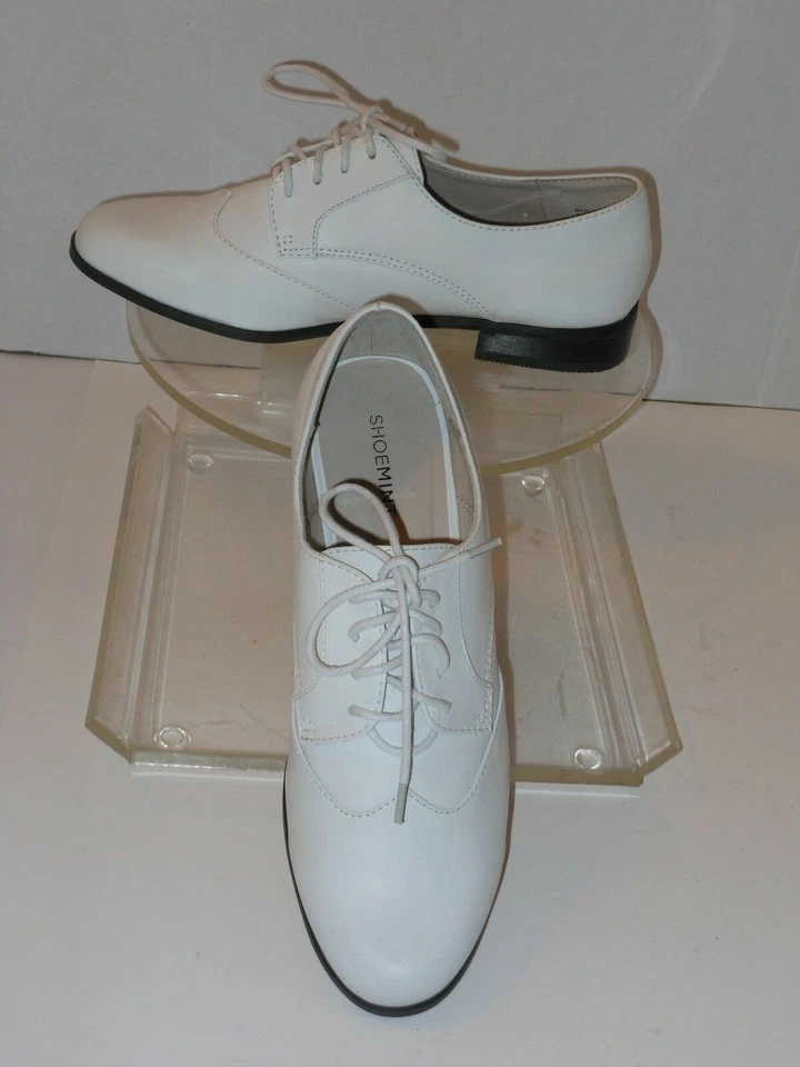 SHOEMINT WHITE LACE-UP LEATHER SHOES SIZE 10M - Image 2 of 4