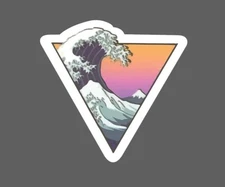 Wave Sticker Triangle Sunset Waterproof Ocean Beach Tropical Art Gift NEW