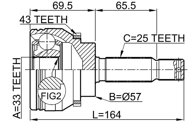 Outer CV Joint 33X57X25 FEBEST 0410-DJ24A43 OEM MR580731 | eBay 