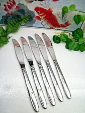 5    International Silver Superior VIBRANT Stainless Steel Dinner Knives  USA