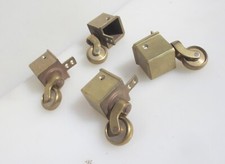 Large Vintage Brass Furniture Castors Wheels Old Cup Antique Table x4