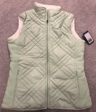 Izod Women’s Reversable Light Green/white Zip Up Vest Water Resistant Xs New