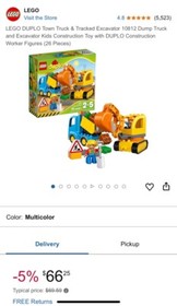 LEGO DUPLO Town Truck & Excavator Construction Site Set ~RETIRED~