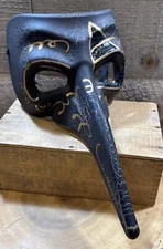 VTG Venetian Raven Long Nose Masquerade Mardi Gras Party Halloween Adult Mask