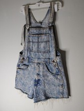 Vintage Island Force acid wash denim overalls size M raw hem pre-owned