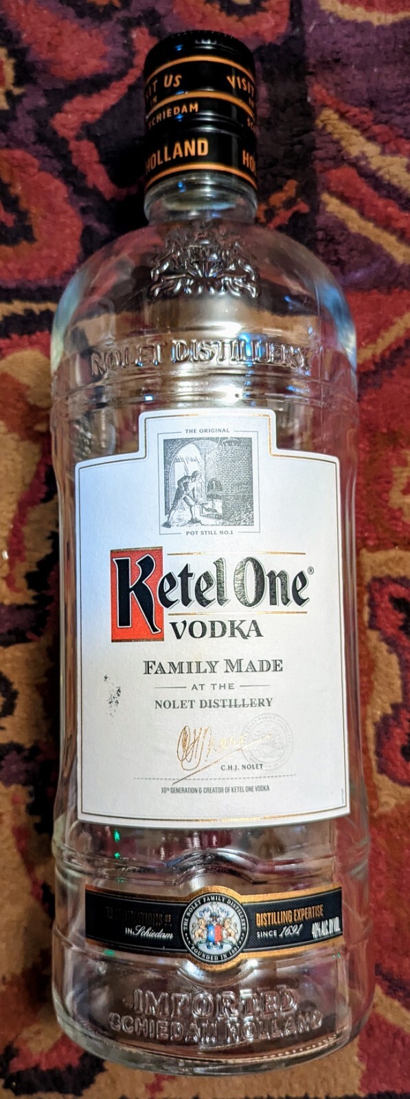 Empty Glass Ketel One Vodka Bottle 1.75L with Cap Art and Crafts