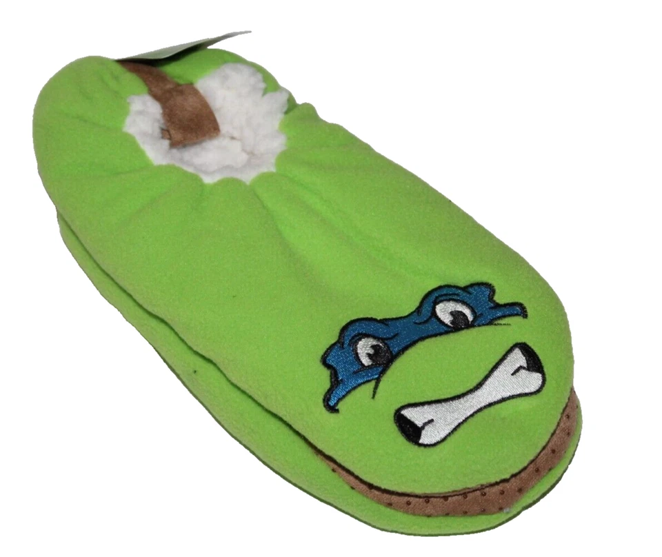 忍者神龟莱昂纳多男式绿色拖鞋袜 M/L (7.5-9.5) — 第 3/4 张图片