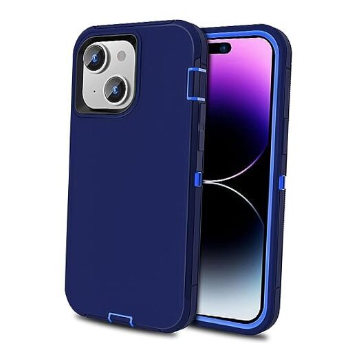 Compatible with iPhone 15 for Men, Dual Layer Shockproof Full Body Navy/Blue