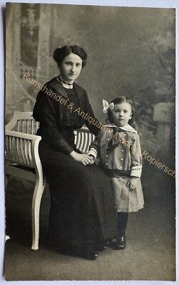 orig. Photo postcard mother child girl woman around 1910 Halle Saale Maurer