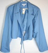 Ladies And Now This Cropped Blazer Cornflower Blue 3X