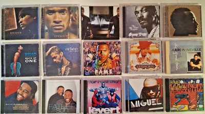 Collection of 15 CDs :  Chris Brown, Ludacris, Usher, Miguel, Snoop Dog & Levert