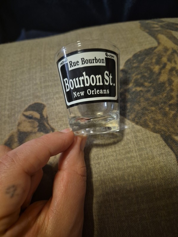 Vintage New Orleans Bourbon Street Sign Shot Glass Rue Bourbon Taiwan